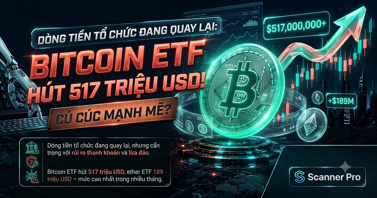 Bitcoin ETF hút 517 triệu USD: Dòng tiền tổ chức đang quay lại